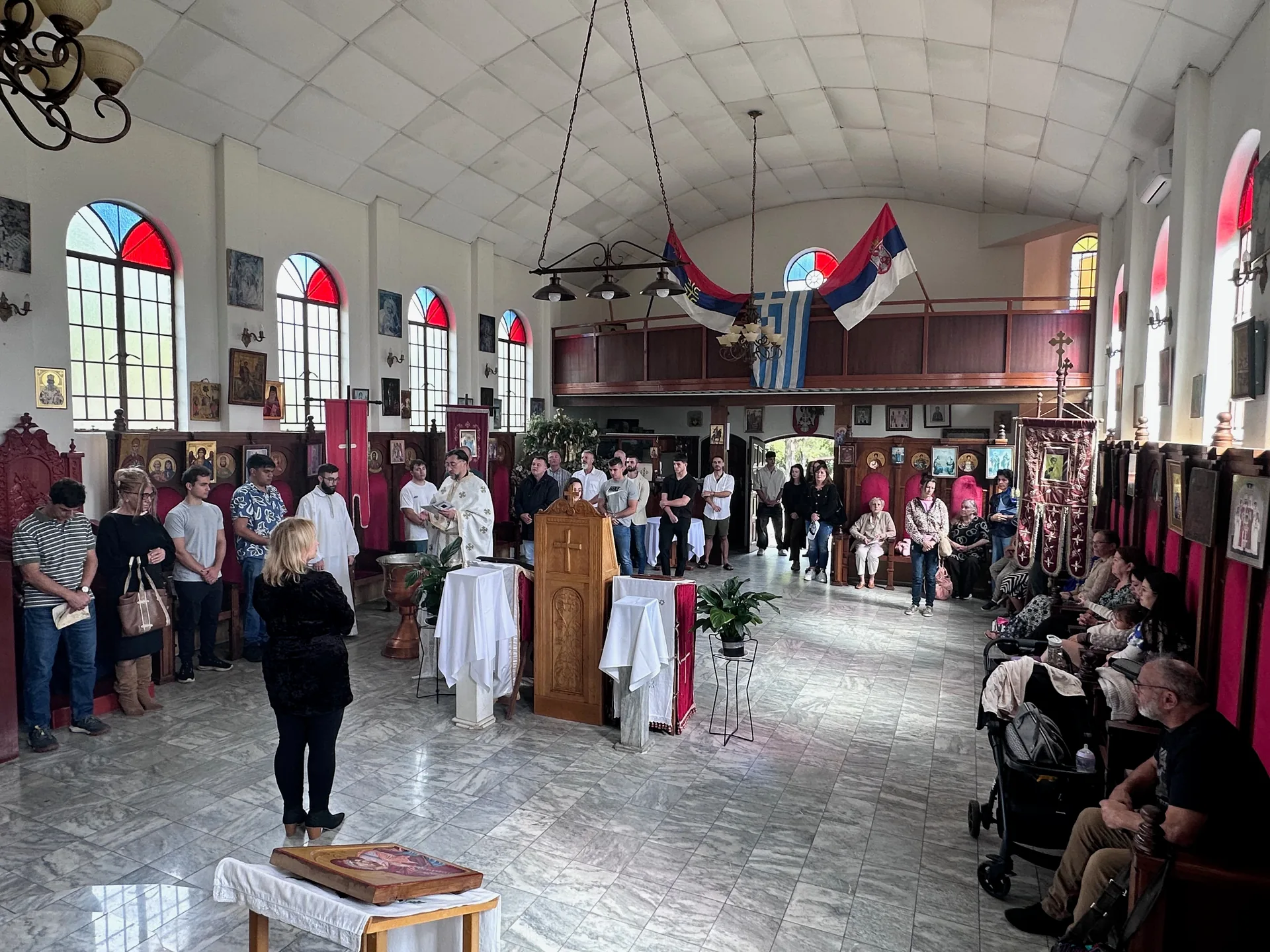 Parishioners gathered for Divine Liturgy during the Paschal season