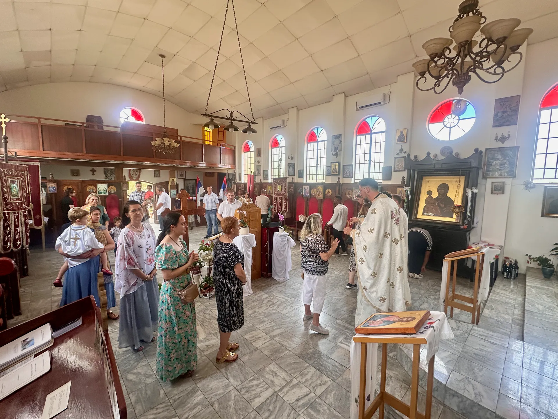A close-up of antidor (blessed bread) being distributed after Divine Liturgy.