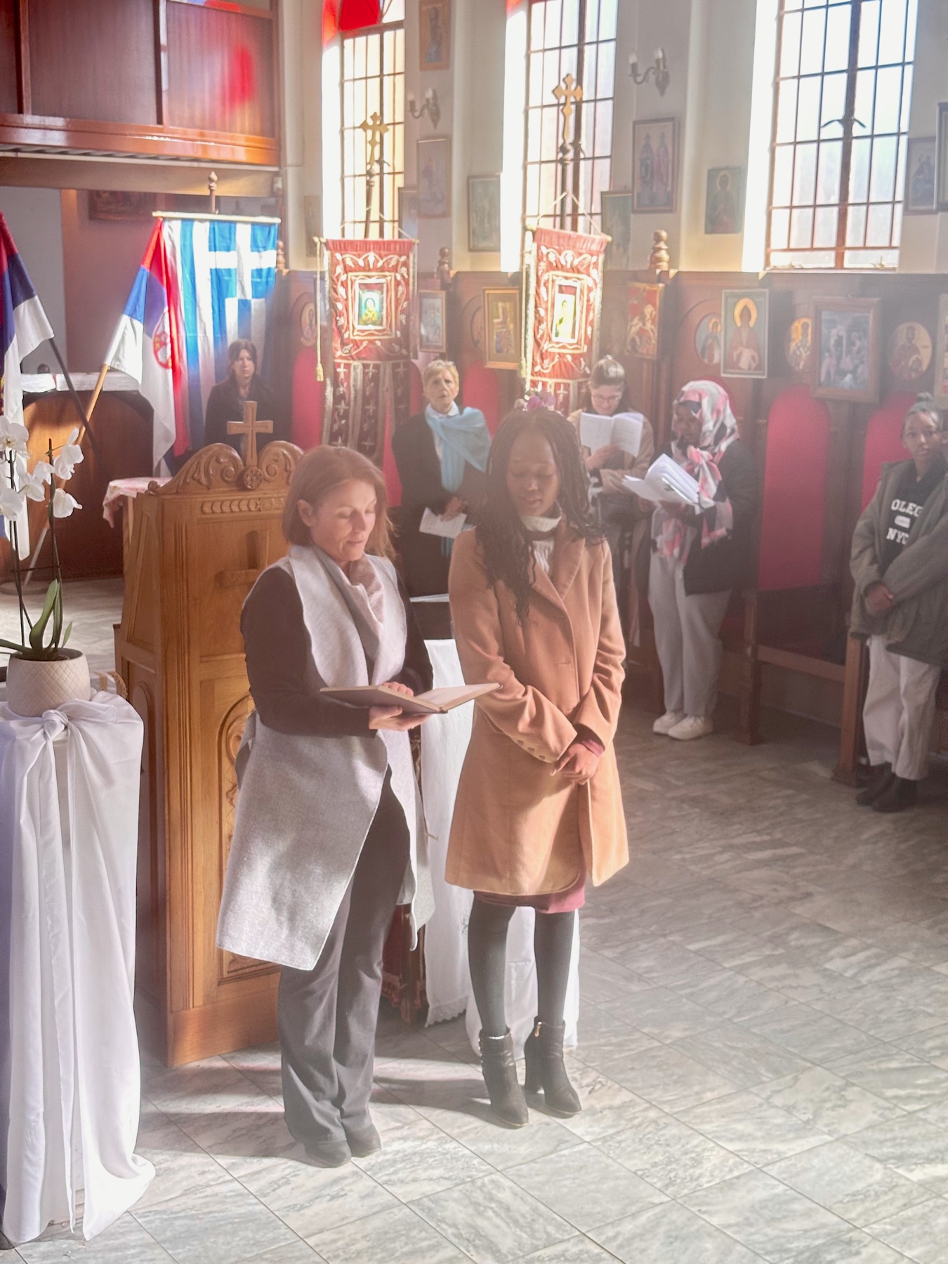 Readers chanting the Epistle during the Divine Liturgy